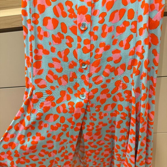 Diane von Furstenberg DVF | Elena Leopard-Print Crepe Midi Dress | Size 10 - Picture 8 of 8